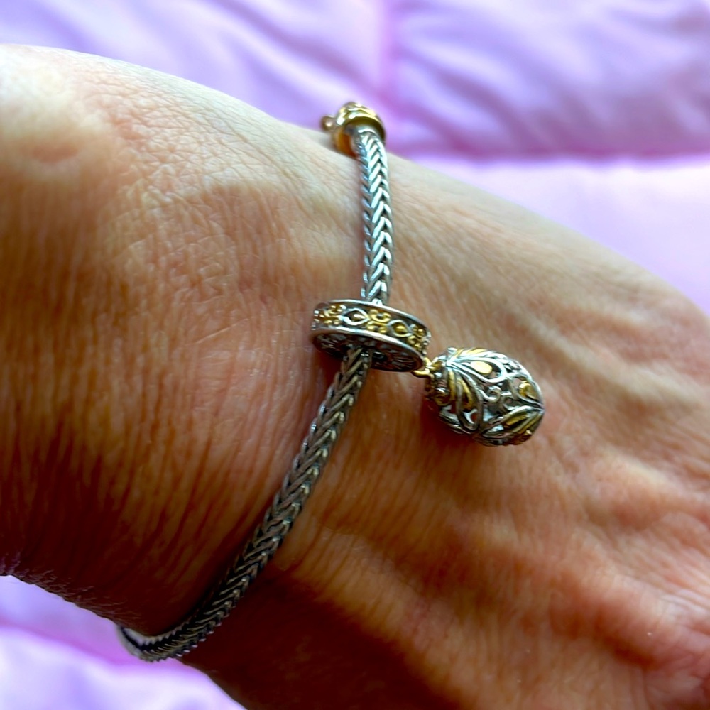 En Vouge silver and gold tone, fancy egg bracelet